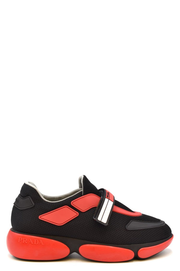 Prada Black Nylon-Blend Leather Sneakers