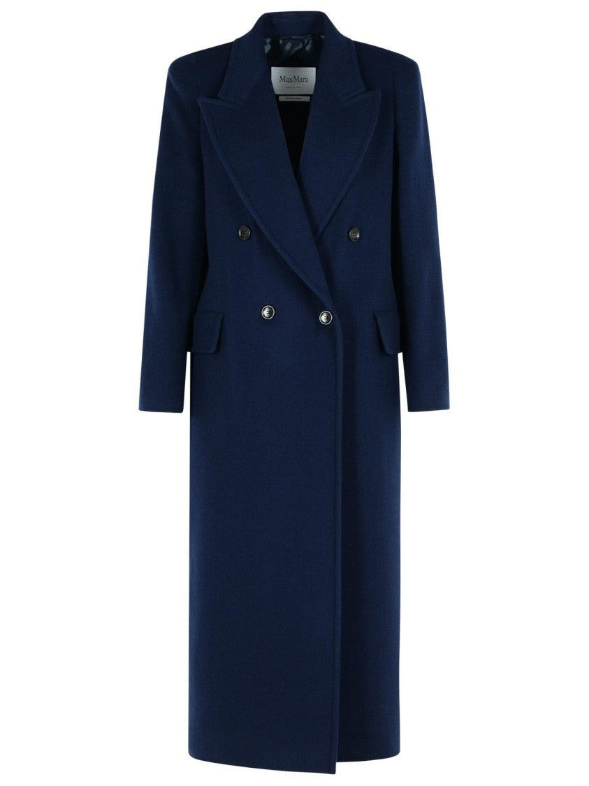 Max Mara Albania' Blue Virgin Wool Blend Coat