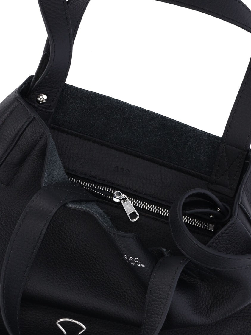 A.P.C. Structured Black Leather Shopper With Removable Strap