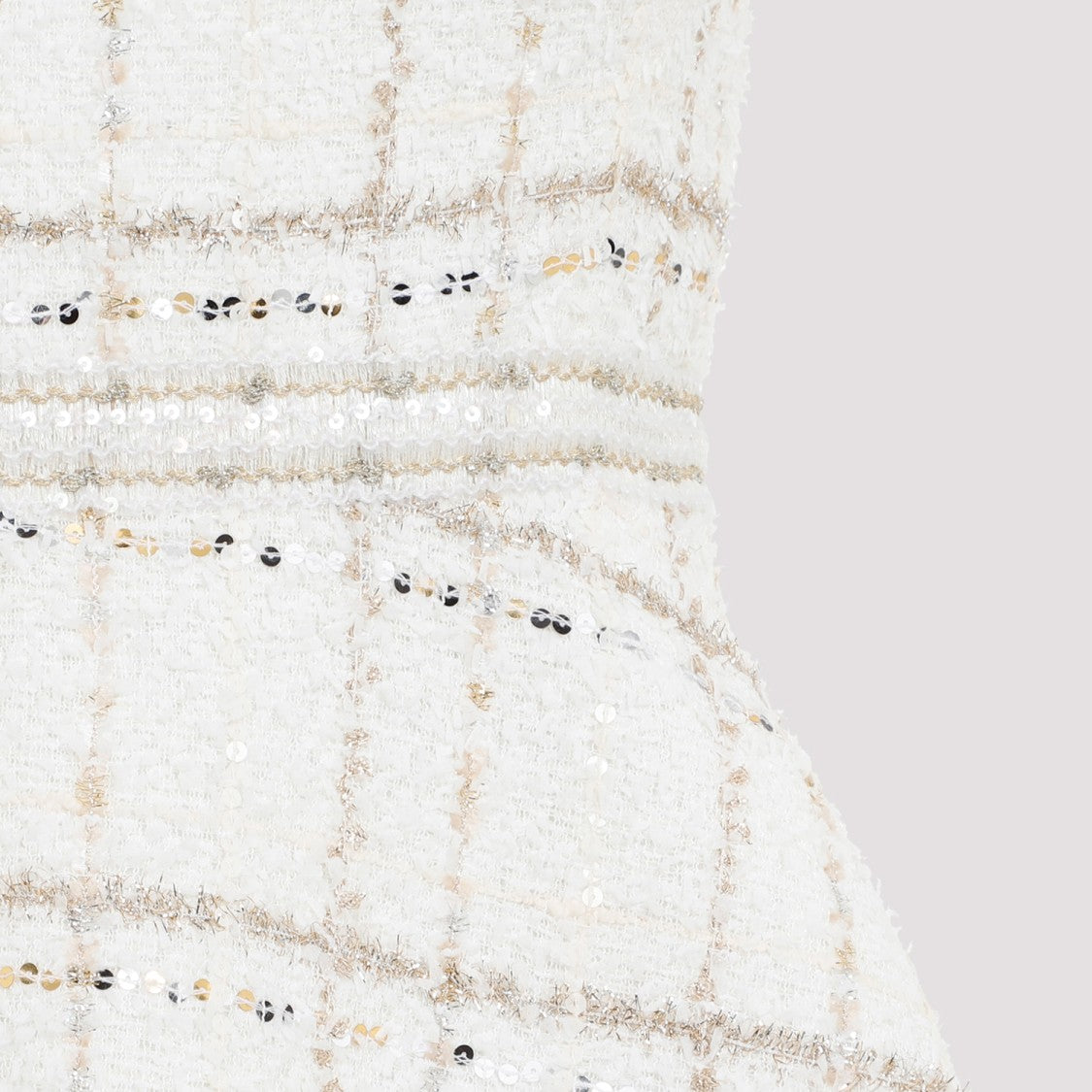 Giambattista Valli Buckle Ivory Gold Polyamide Midi Dress