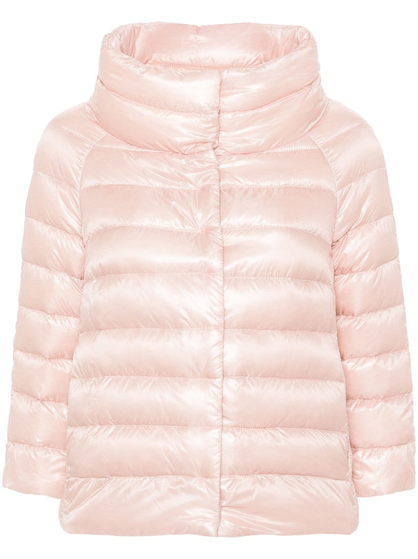 Herno Quilted Mini Jacket With High Collar And Jewel Sleeves