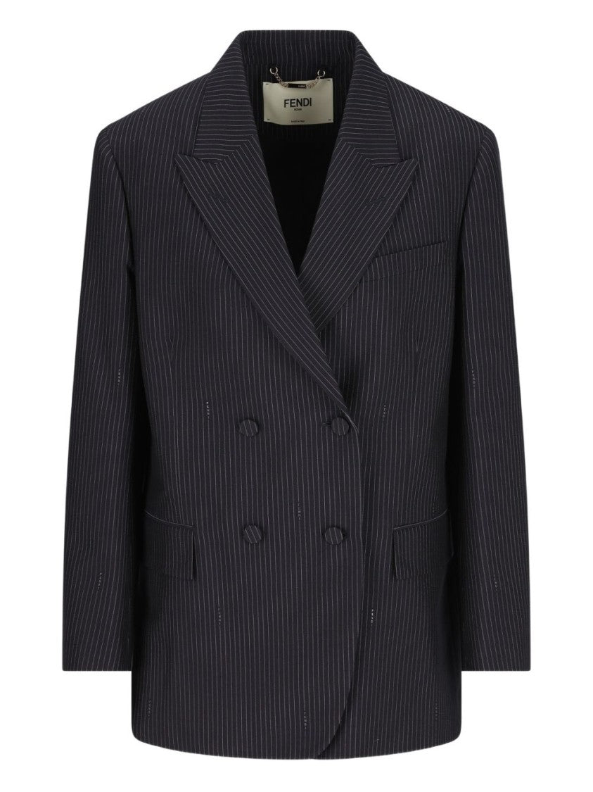 Fendi Double-Breasted Pinstripe Jacket With Notch Lapel