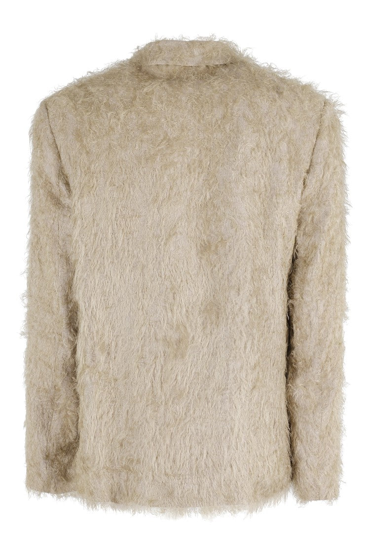 Alysi Fringe Textured Single-Breasted Blazer