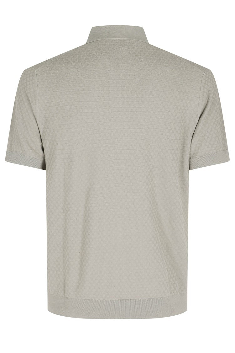 Paolo Pecora Green Micro Jacquard Four-Buttons Cotton Polo Shirt