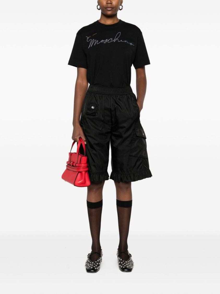 Moschino Cotton Short-Sleeved Top With Embroidered Logo