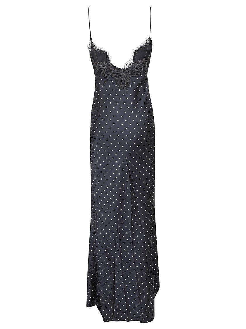 Self-Portrait Polka Dot Satin Midi Dress