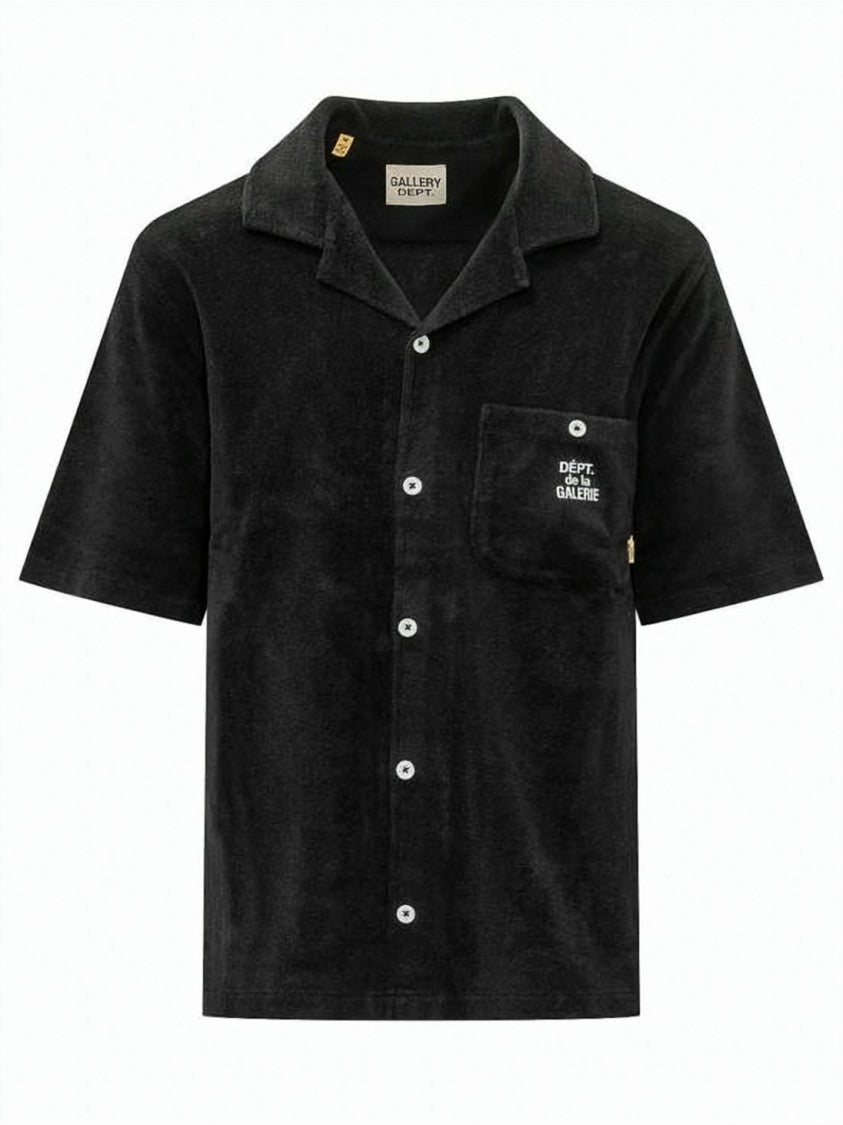 Gallery Dept. Short-Sleeve Textured Shirt With Camp Collar And Subtle Embroidery
