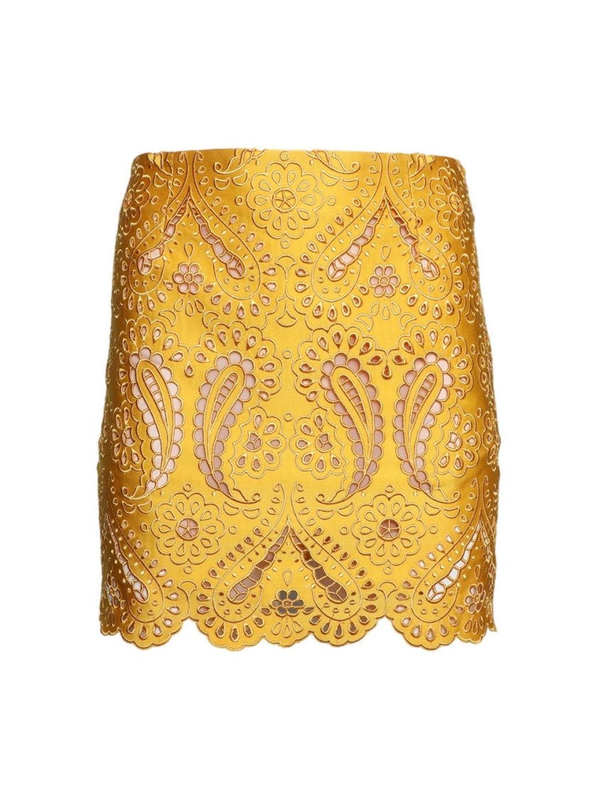 Etro Scalloped Hem Mini Skirt With Intricate Cut-Out Designs