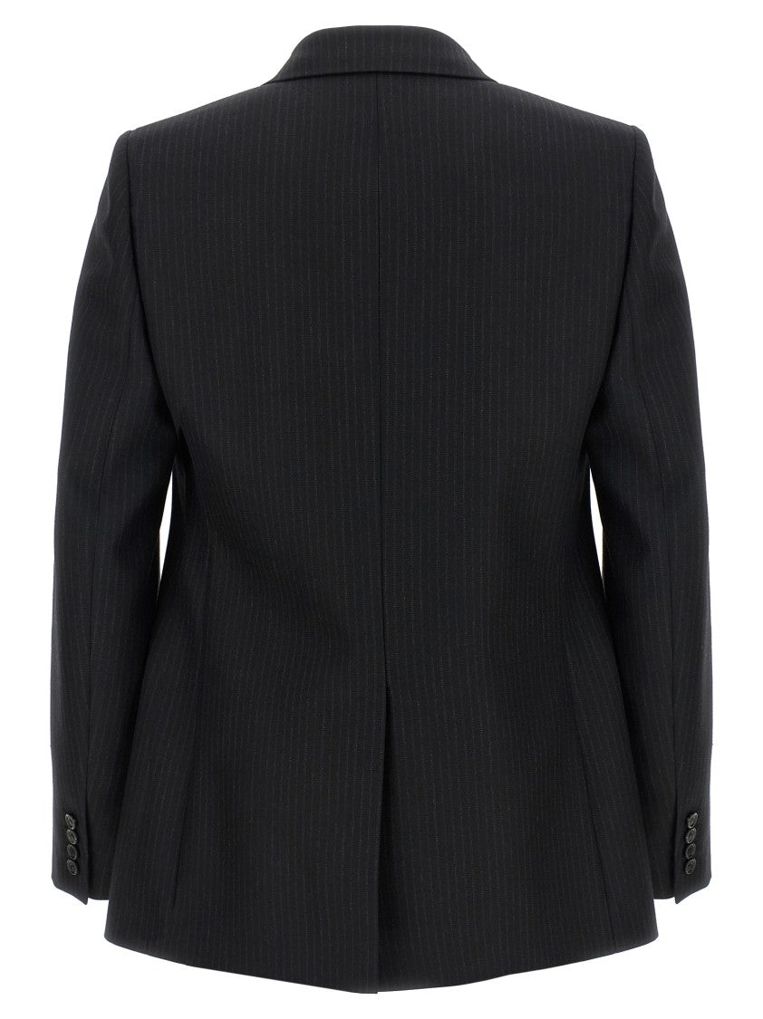 Saint Laurent Pinstripe Wool Blazer With Satin-Lined Interior