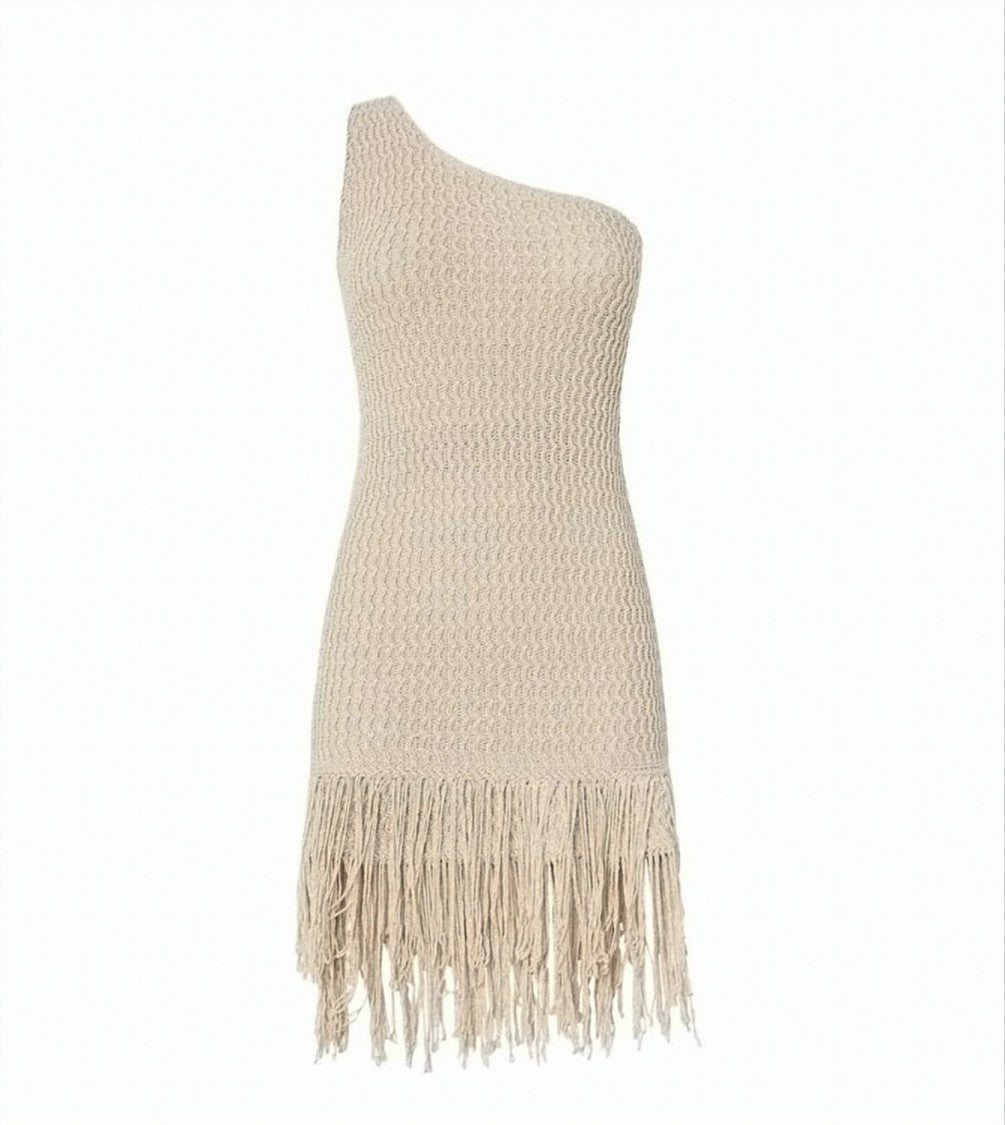 Pinko Juniperos Abito Perforated Fringed Dress