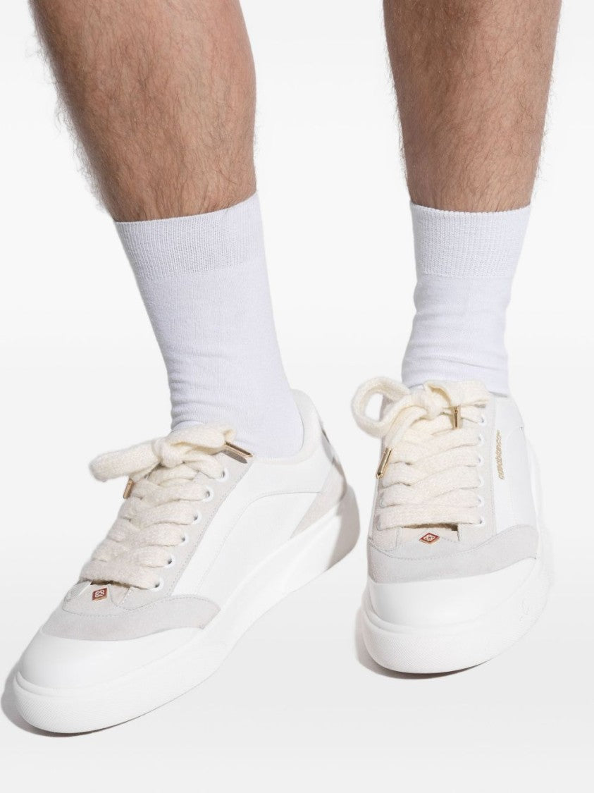 Casablanca Low-Top Leather Sneakers With Suede Accents