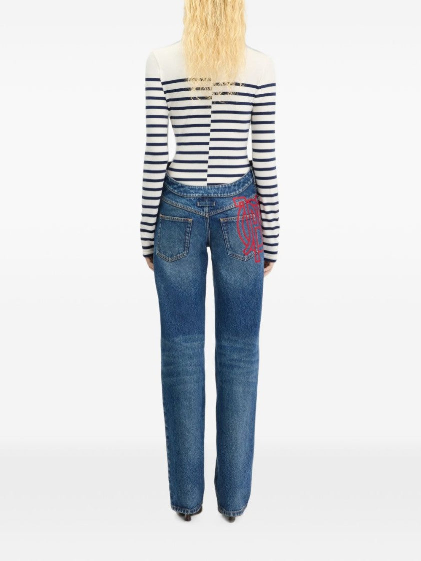 Jean Paul Gaultier Half-And-Half Striped Long-Sleeved Top