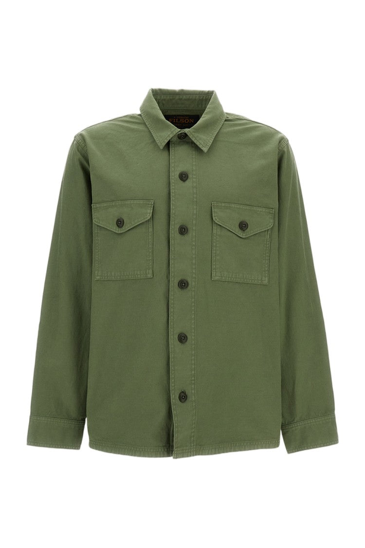 Filson Boxy Cut Cotton Overshirt With Pointed Collar