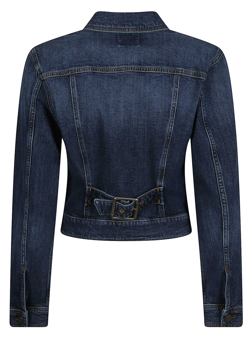 Pinko Ganimede Fitted Belted Cotton Denim Jacket
