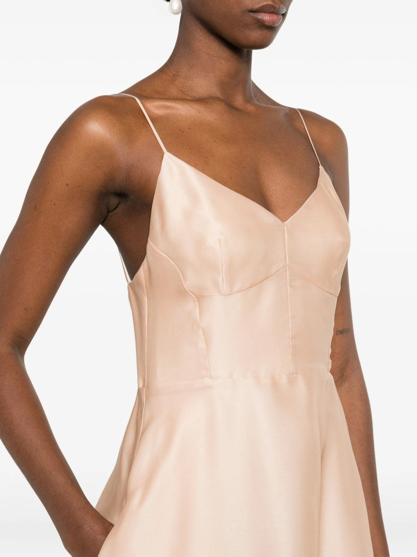 Alberta Ferretti Light Peach Abito Midi Silk Dress
