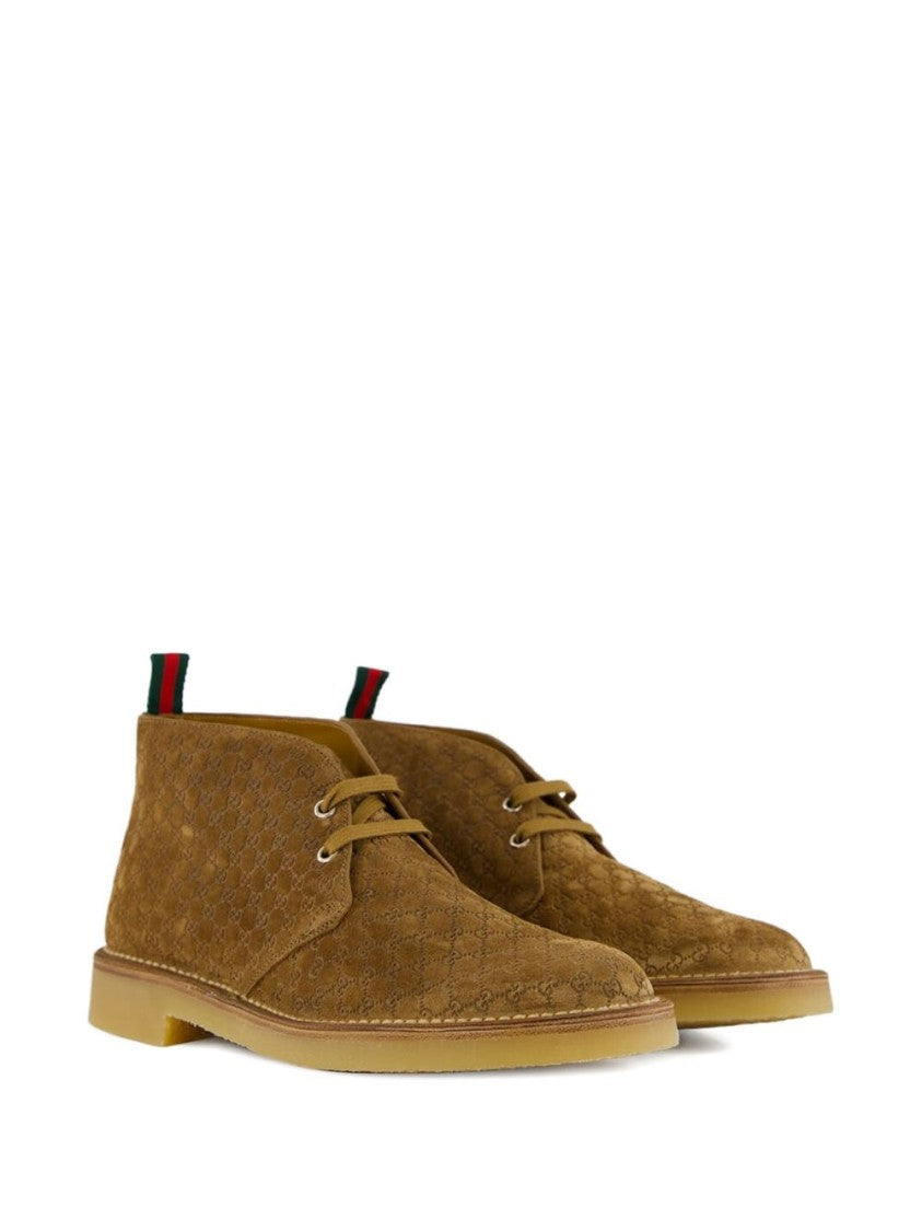 Gucci Camel Suede Ankle Boots