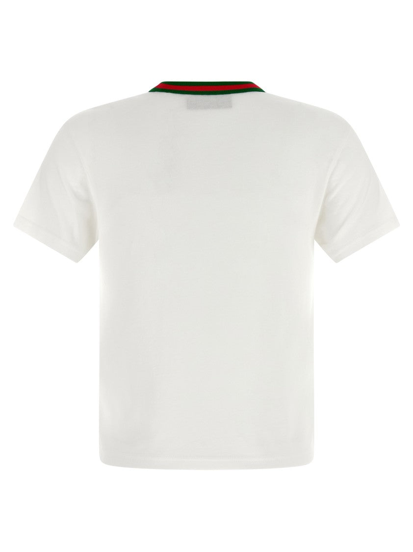 Gucci Cotton Jersey T-Shirt With Web Detail And Logo Patch