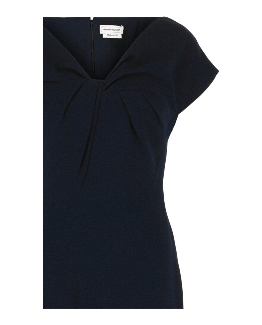 Alexander Mcqueen Twist-Detail Crepe Midi Dress With V-Neck