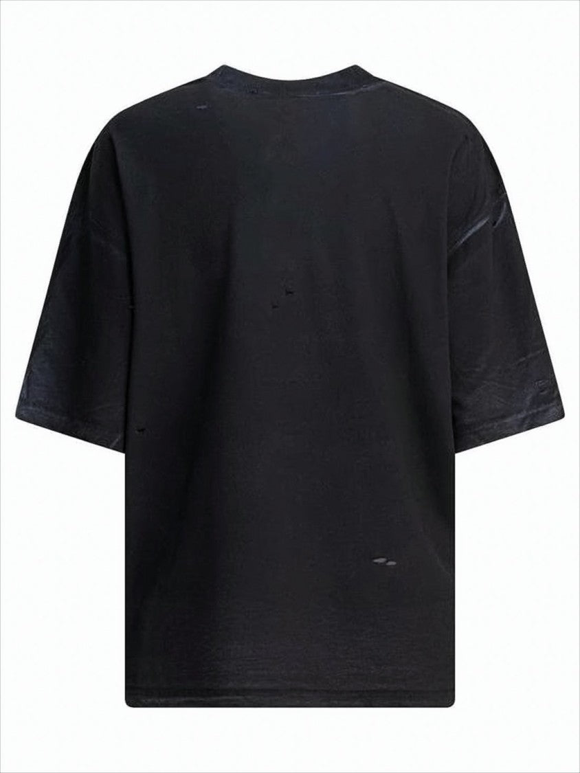 Acne Studios Distressed Black Short-Sleeve T-Shirt With Embossed Logo
