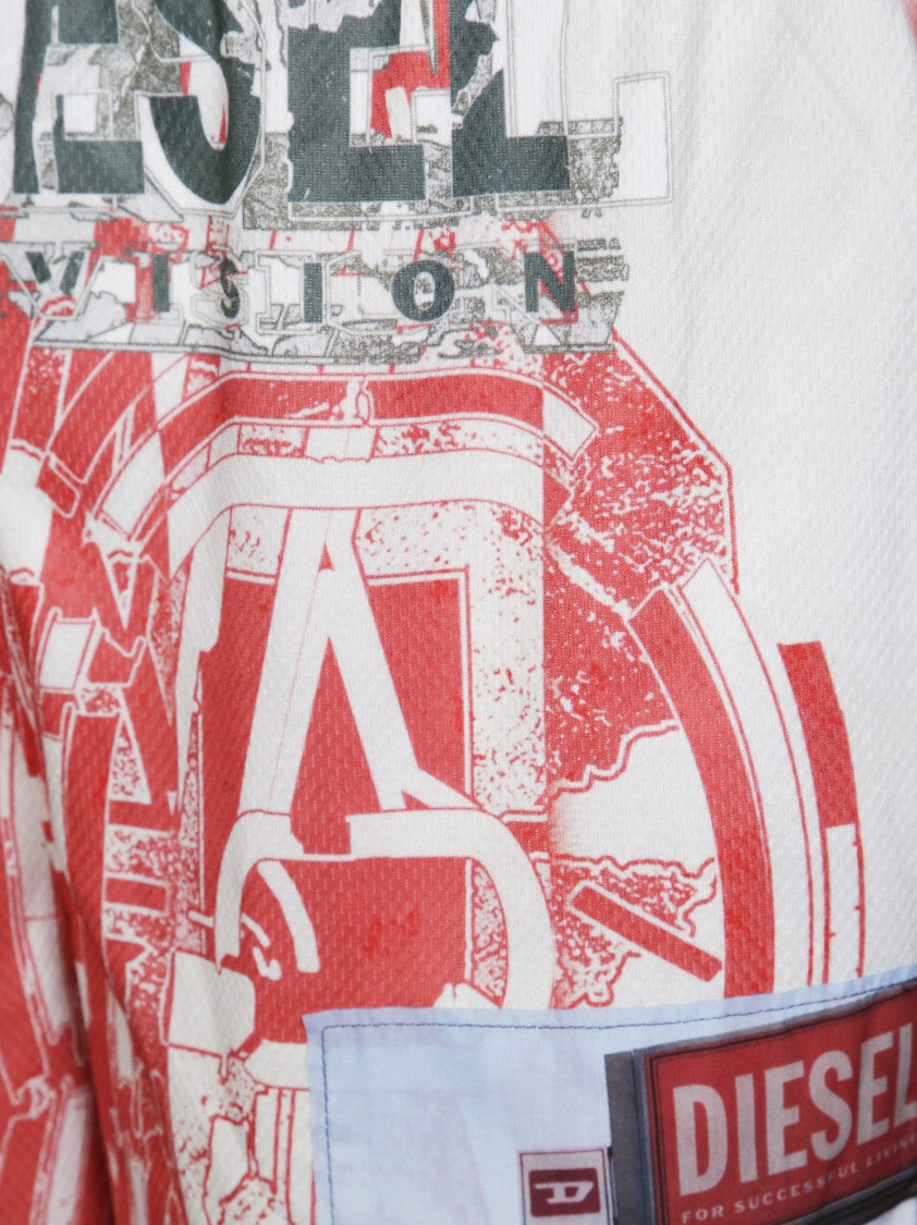 Diesel Graphic Print Shorts With Elastic Waistband