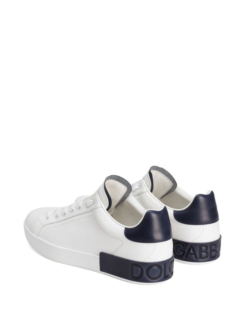 Dolce & Gabbana Midnight Blue Accent Low-Top Sneakers In Calf Leather