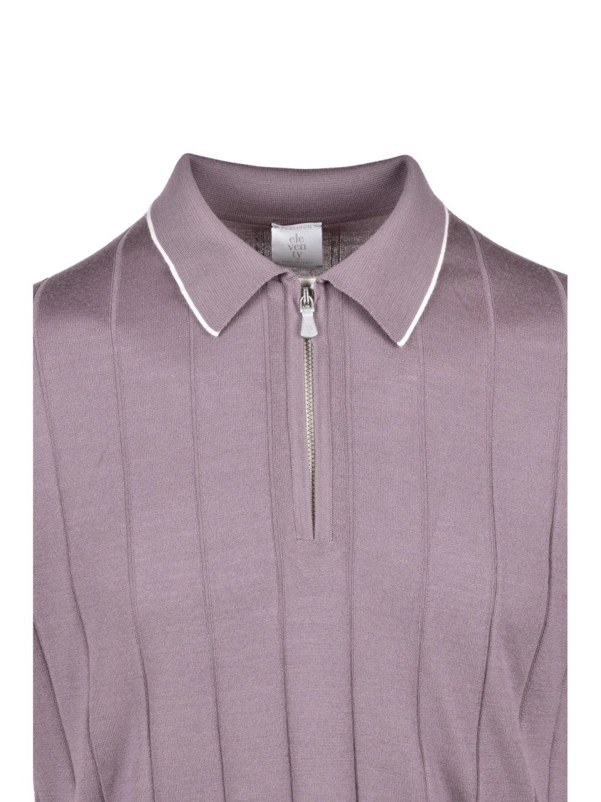 Eleventy Red Men Wool Knitted Polo