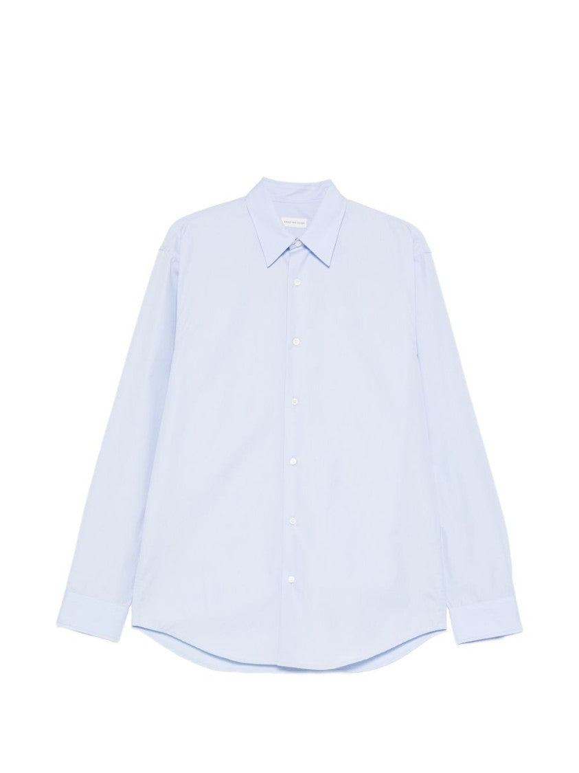 Dries Van Noten Light Blue Point Collar Long Shirt