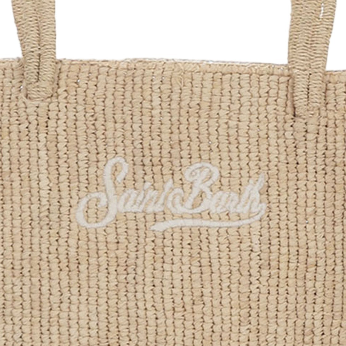 Mc2 Saint Barth Woven Raffia Tote Handbag With Embroidered Logo