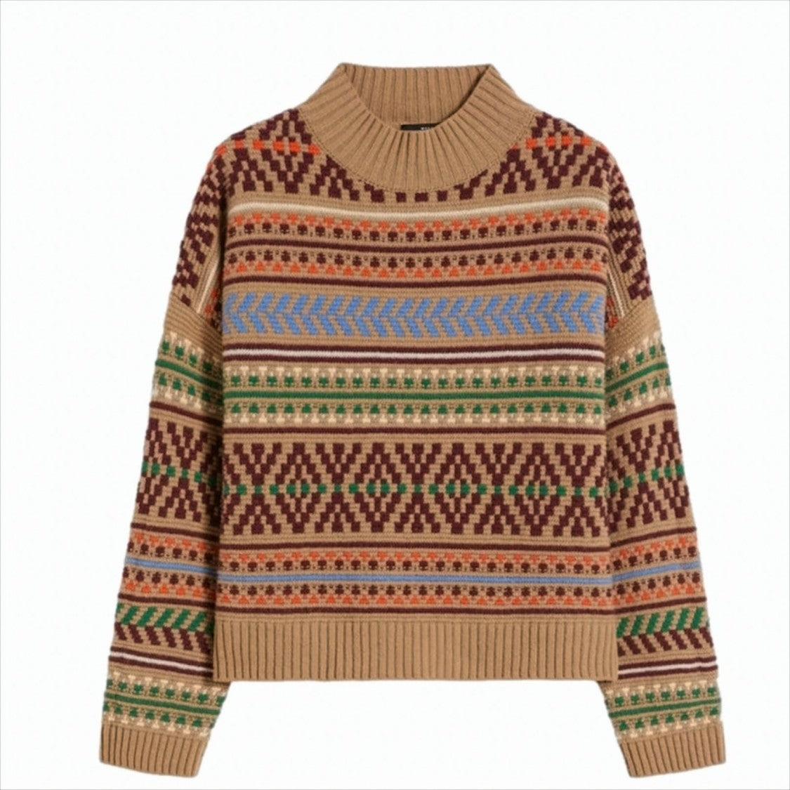 Weekend Wool Jacquard Sweater With Crater Neck