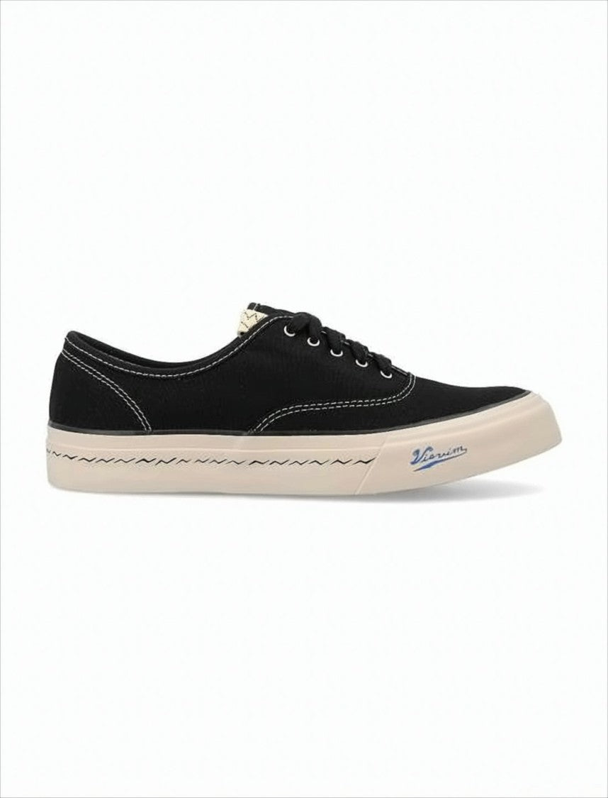 Visvim Minimalist Black Canvas Low-Top Sneakers
