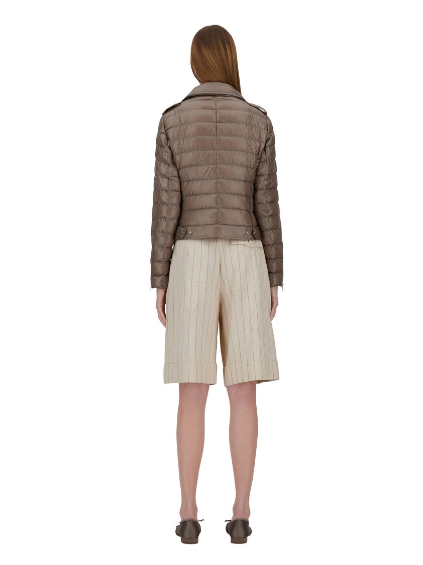 Herno Taupe Biker Jacket With Quilted Design