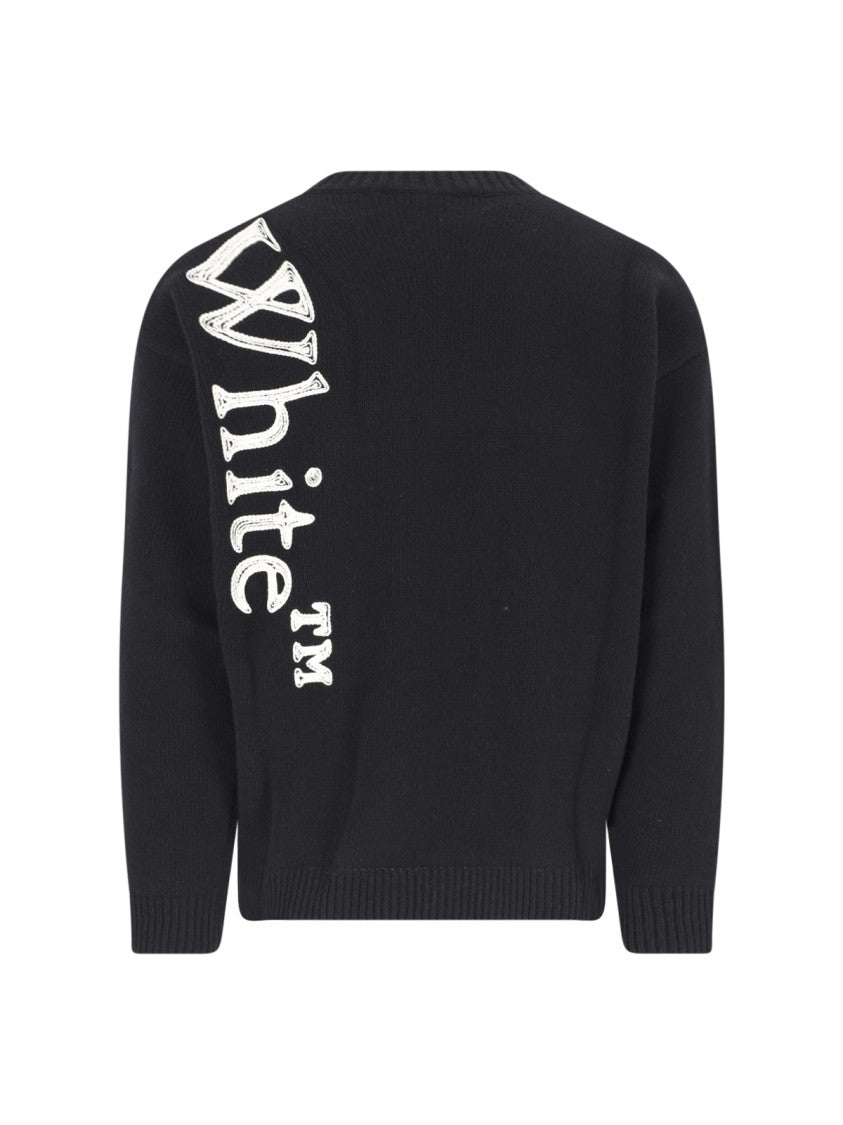Off-White Bookish Black Contrast Logo Wool-Blend Sweater