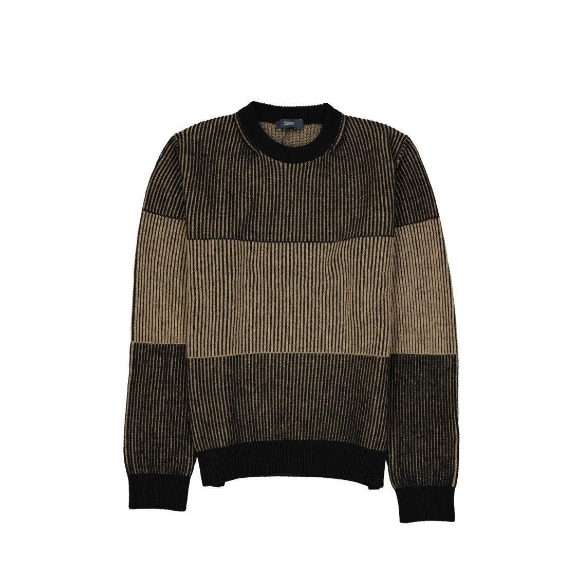 Herno Wool Sweater With Ribbed Knit And Color Blocking