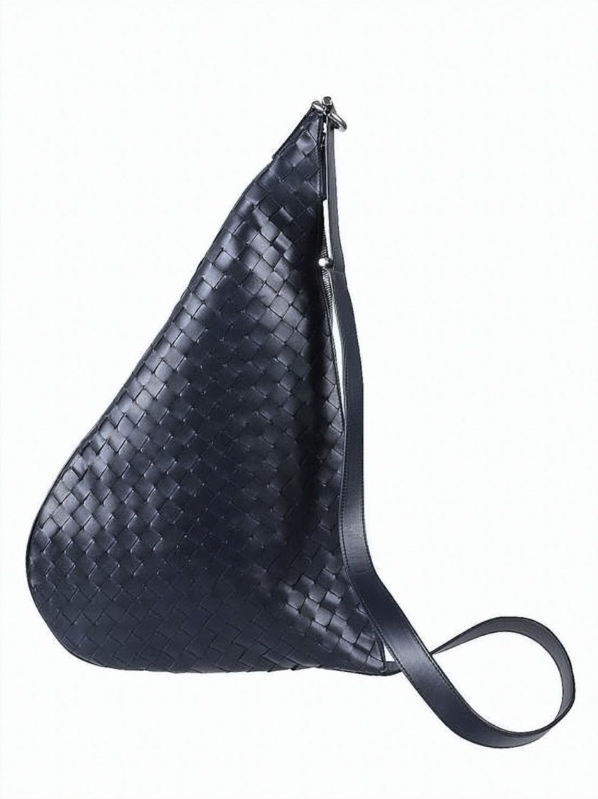Bottega Veneta Triangular-Shaped Messenger Bag With Woven Calf Leather Exterior