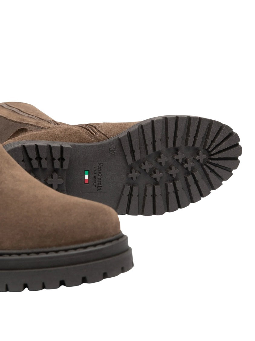 Nero Giardini Alcantara Spago Leather Technical Ankle Boots