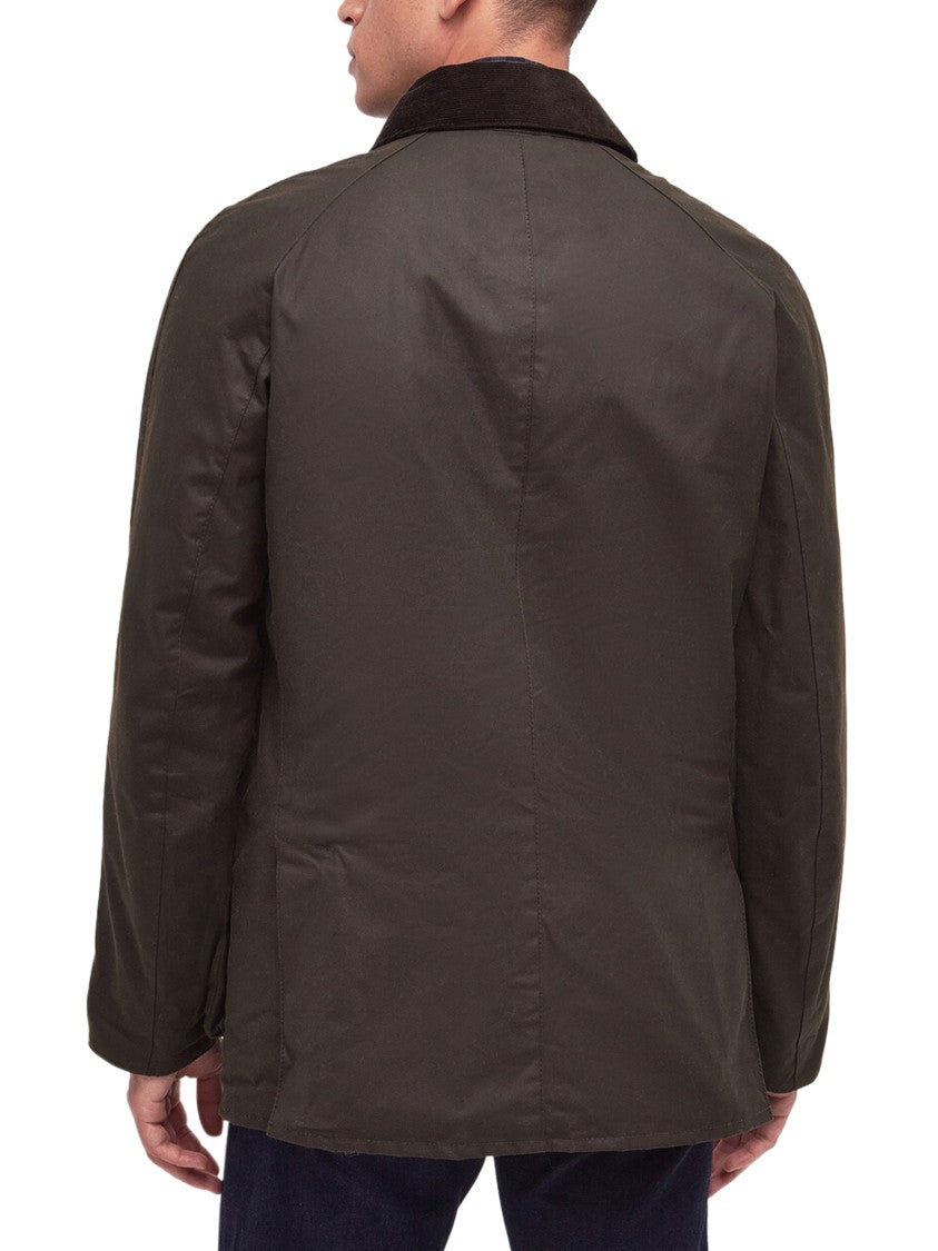 Barbour Matte Finish Waxed Cotton Jacket With Corduroy Collar