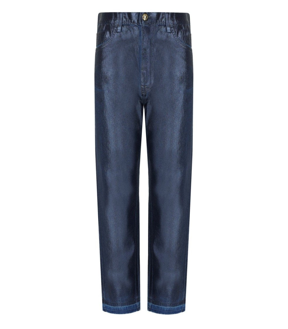 Elisabetta Franchi Oltremare Laminated Baggy Jeans