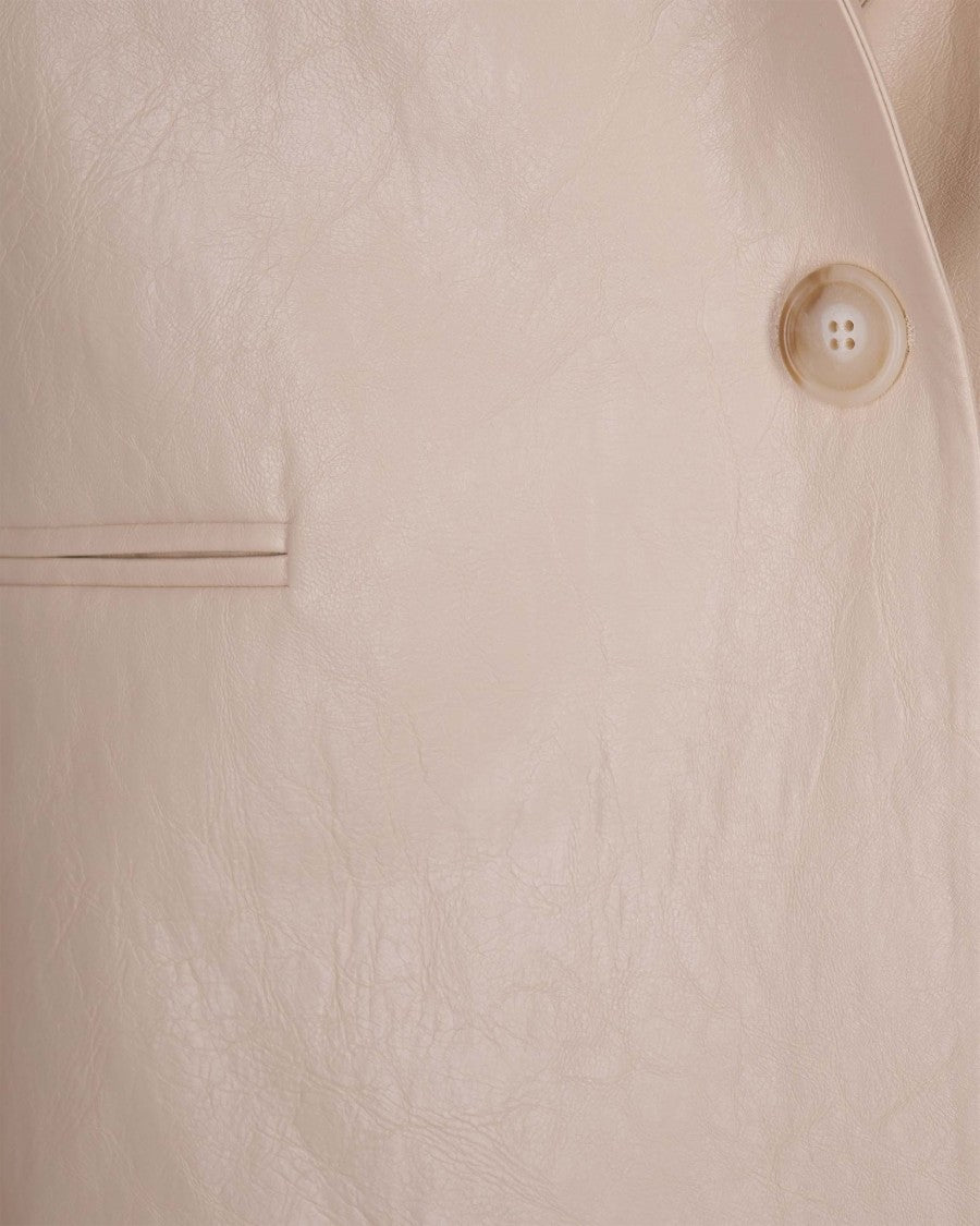 The Andamane Tailored Oatmeal Vegan Leather Blazer
