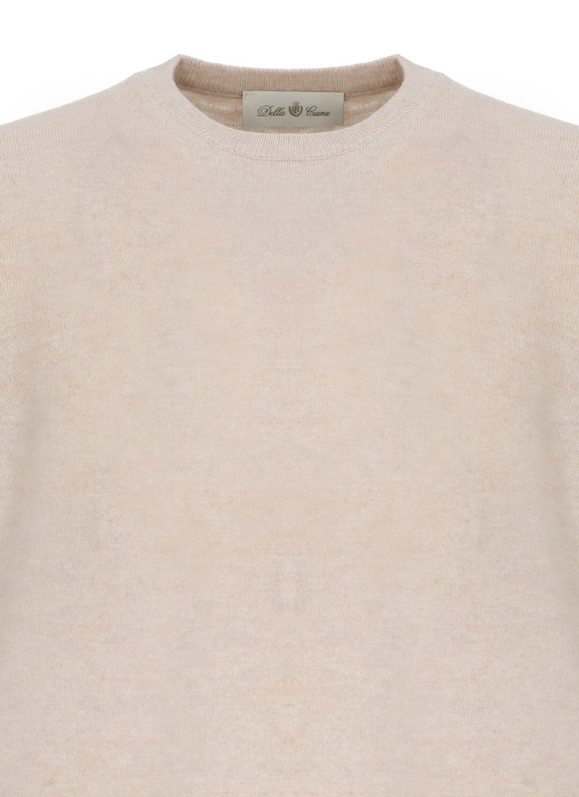 Della Ciana Beige Wool-Blend Crew Neck Sweater