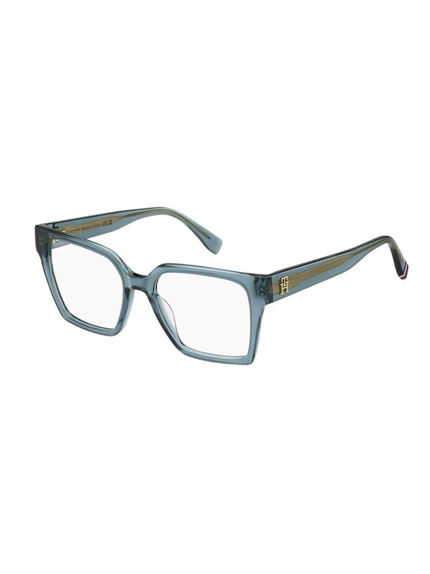 Tommy Hilfiger Translucent Blue Acetate Optical Frames With Gold Accents