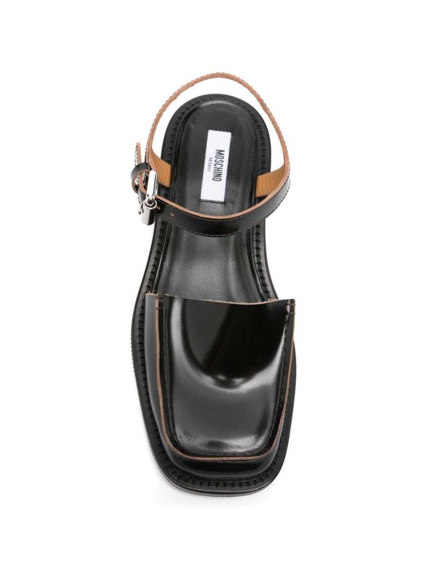 Moschino Black Silk And Nylon Strappy Sandals