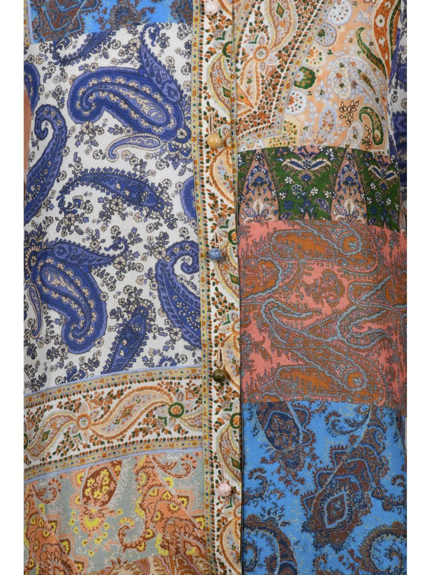 Zimmermann Patchwork Paisley Silk Shirt With Classic Collar And Button-Down Front