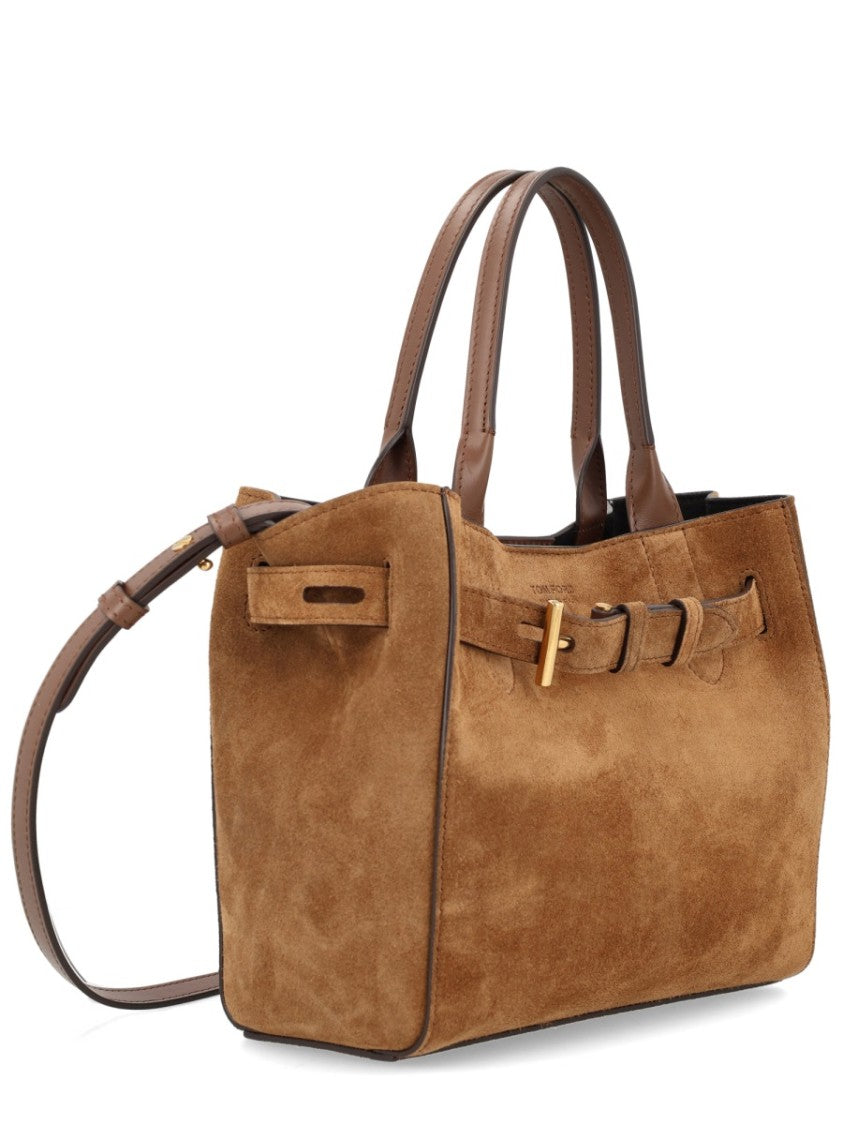 Tom Ford Audrey Suede Leather Structured Handbag