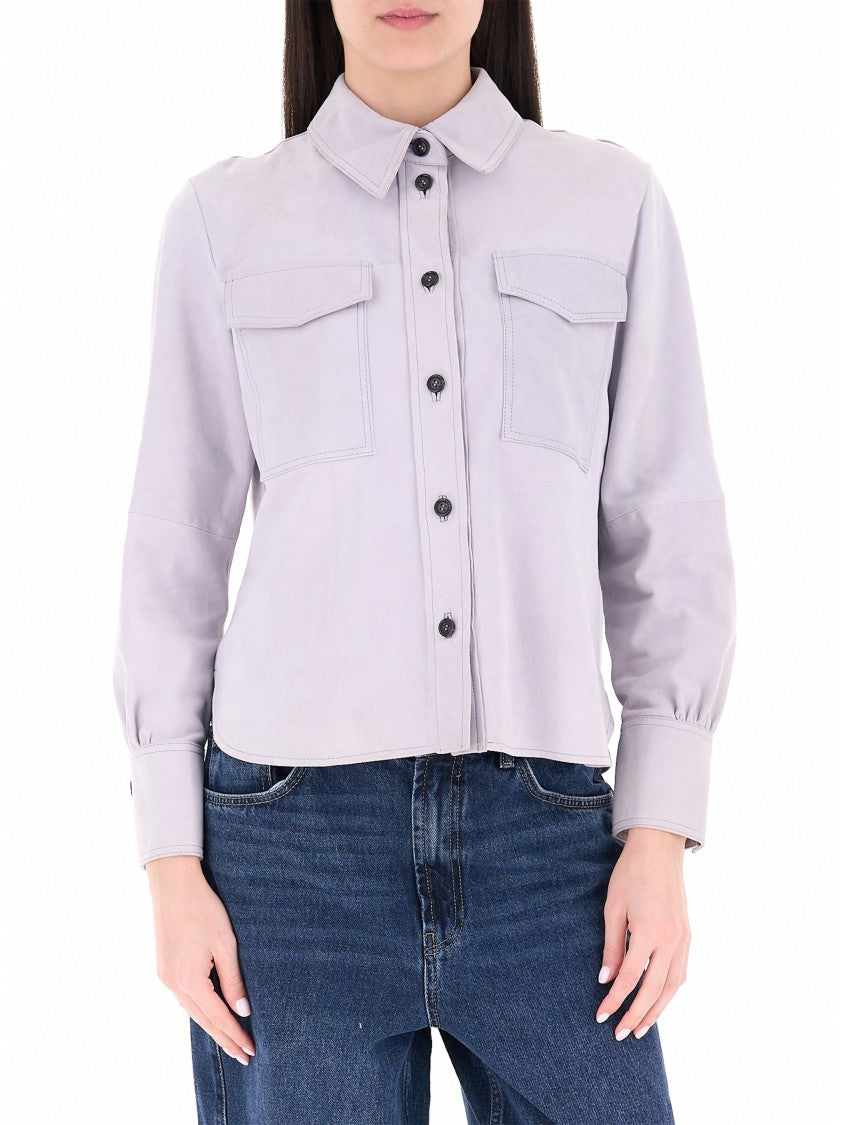 Marella Lavender Mllapogeo Cropped Cotton Shirt Jacket