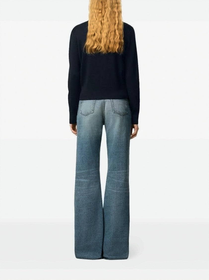 Ami Paris Crewneck Sweater With Embroidered Heart Logo