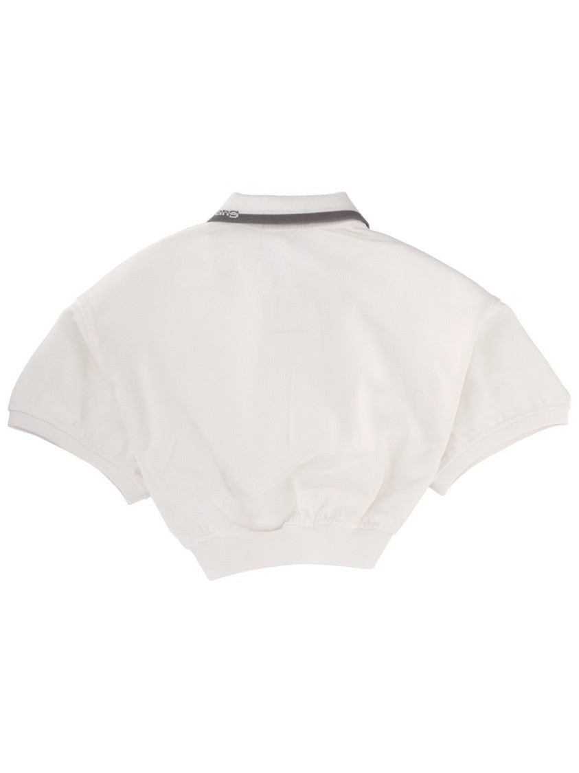 T By Alexander Wang White Cropped Trim Polo Shirt