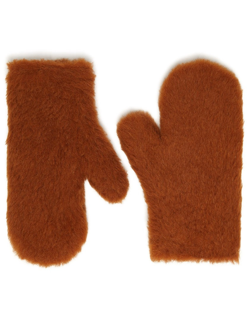 Max Mara Mitten-Style Brown Gloves With Leather Strap