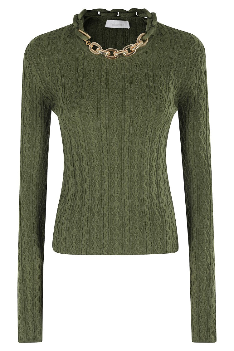 Rabanne Textured Knit Sweater With Braided Detail