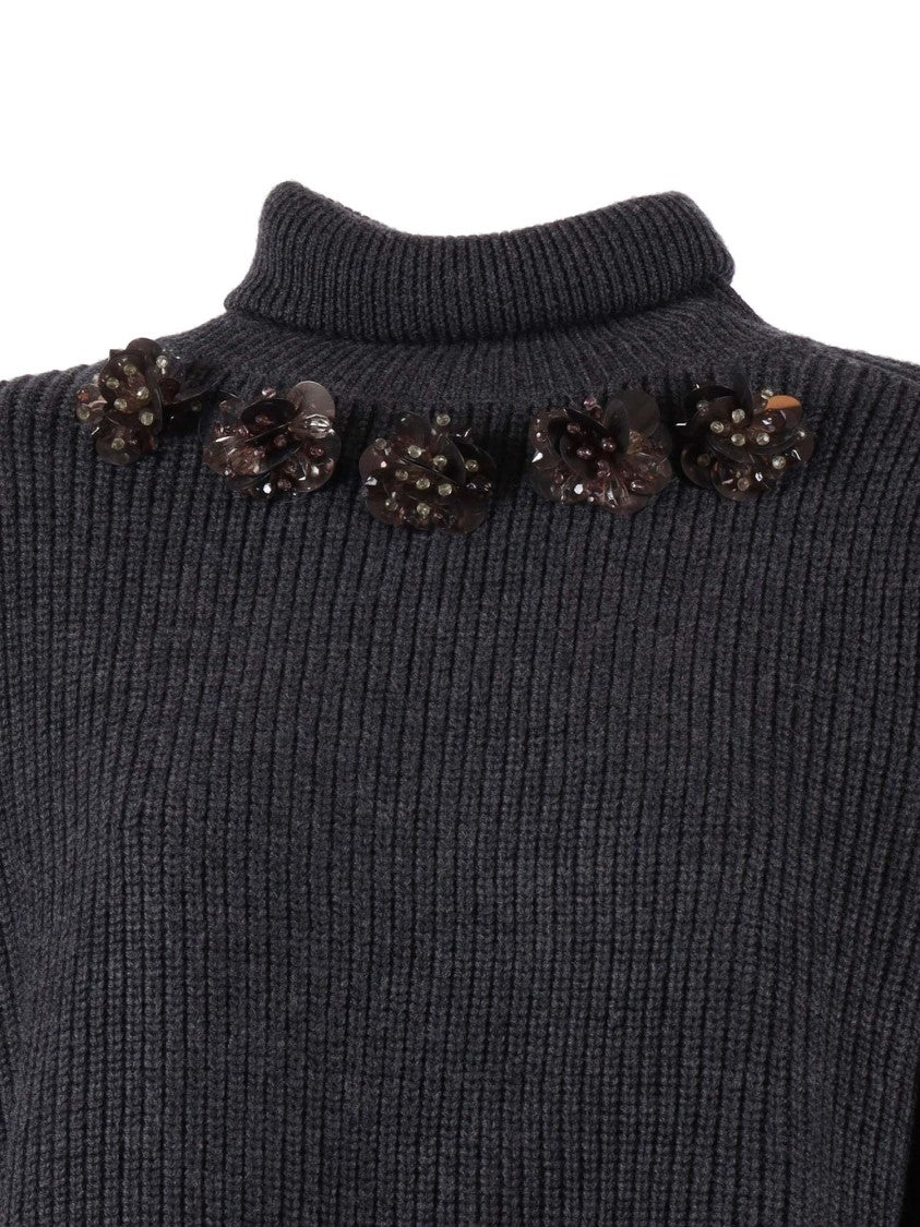 P.A.R.O.S.H. Ribbed Knit Floral Sweater