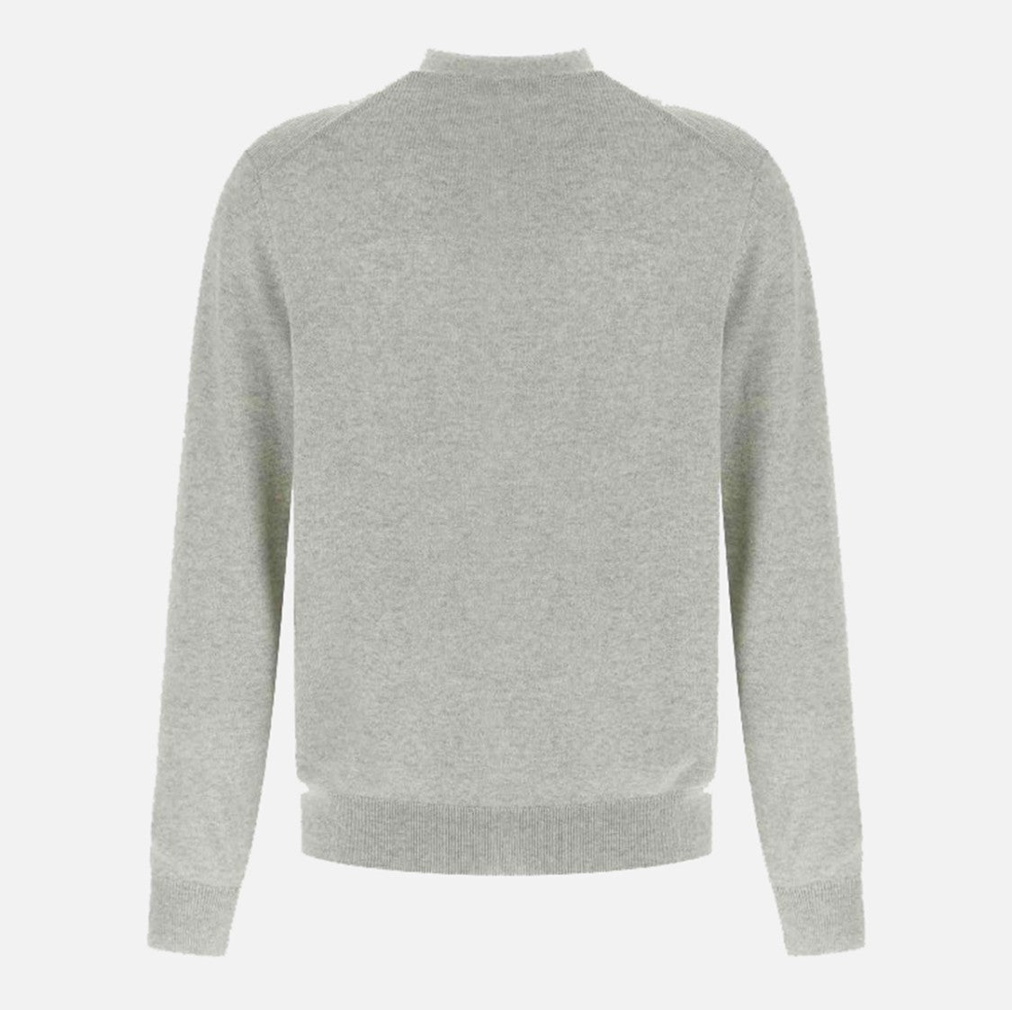 Maison Kitsuné Light Grey Cardigan Sweater With V-Neckline And Embroidered Fox Logo